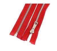 2pcs Metal Zipper Set, Size 5# 40-80cm Open-End with Auto-Lock, for Apparel and Bag Making,1-Red,50cm