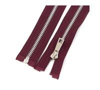 2pcs Metal Zipper Set, Size 5# 40-80cm Open-End with Auto-Lock, for Apparel and Bag Making,1-WineRed,50cm