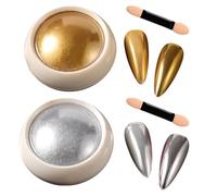 2Pcs Metallic Holo Nail Chrome Powders for Glittery Mirror Effect Nails - Aurora Pearlescent Nail Art Decoration