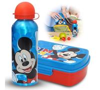 2Pcs Mickey Mouse Disney Summer Water Bottle with Sandwich Lunch Box Set | Suitable for Carbonated Beverages - Leakproof - Dishwasher Safe - BPA Free - Sports & Bikel Lunch Food Set for Kids 3+ Years