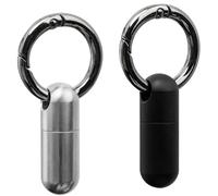 2Pcs Micro Titanium Pill Holder - Waterproof Keychain & Portable Stainless Steel Case for Travel, Purse, and Outdoor Emergency Kit(Silver and Black)