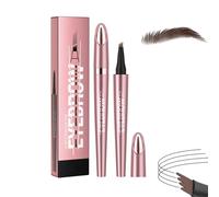 2Pcs Microblading Eyebrow Pencil, New 4 Tip 3D Microblading Waterproof Eyebrow Pen, Natural Long-Lasting Fine Stroke Microblading Eyebrow Pencil, Microblading Eyebrow Pencil (Dark Brown)