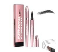 2Pcs Microblading Eyebrow Pencil, New 4 Tip 3D Microblading Waterproof Eyebrow Pen, Natural Long-Lasting Fine Stroke Microblading Eyebrow Pencil, Microblading Eyebrow Pencil (Black)