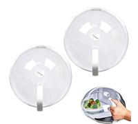 2PCS Microwave Splatter Cover, 10in Microwave Plate Cover, Microwave Splatter Guard Lid with Steam Vents & Handle, Plastic Transparent Ventilated Food Plate Dish Cover For Kitchen Cooking