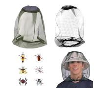2PCS Midge Nets for Head, Bug Bee Keeper MidgeNet, Breathable Wide Brim Fine Mesh Mosquito Head Net, Midge Head Net for Outdoor Hiking Camping Climbing or Walking(Green Black)