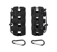 2pcs Military Water Bottle Bag With 2 Carabiners, Backpack Water Bottle Holder, Tactical Water Bottle Holder, Nylon Water Bottle Holder For Hiking, Cycling, Mountaineering (Black)