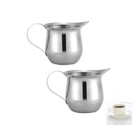 2Pcs Milk Jug, 90/3oz Milk Frothing Jug Stainless Steel Milk Pitcher Cup Milk Frothing Pitcher Mini Coffee Jug for Making Latte Coffee Art, Cappuccino(M)