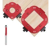2PCS Milling Templates Radius Aluminum Alloy Milling Template Corner R10/R15/R20/R25/R30/R35/R40/R50 Radius Jig Router Templates with Router Bit for Precision Routing Furniture Edges & DIY Projects