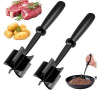 2PCS Mince Masher, Meat Masher & Meat Shredder, Maslasee Heat-Resistant Non-Stick Mince Meat Masher for Ground Beef/Turkey, Easy-Clean Kitchen Utensils