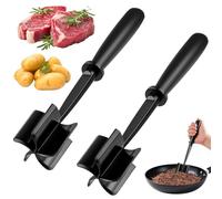 2PCS Mince Masher with 5-Blade Head, High-Temp Heat-Resistant Mince Meat Masher, Non-Stick Meat Chopper for Multi-Function Mix and Mash, Nylon Utensil Cookware for Turkey/Beef