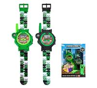 2PCs Minecraft Walkie Talkie Watch Set for Kids, 2-in-1 Digital Wrist Watch with Flashlight, Compass, 200M Range, USB Rechargeable, Outdoor Gift Ages 6+