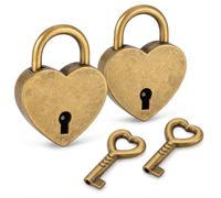2PCS Mini Antique Bronze Heart Shaped Padlocks with Key, Mini Heart Lock for Bridges, Small Metal Padlock Decorative Locks for Jewelry Box, Diary, Locker