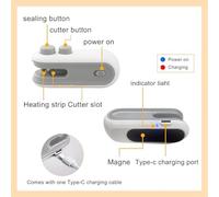 2pcs Mini Bag Sealer,USB Rechargeable Chip Sealer Heat Seal Tool,Portable Handheld Vacuum Food Sealer,