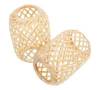 2pcs Mini Bamboo Lamp Shade Basket Style Handcrafted Khaki