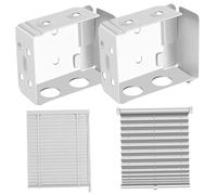 2Pcs Mini Blind Brackets, 2.5 Inch White Rectangular Vertical Blind Headrail, Practical Sturdy Metal Window Blind Brackets for Inside or Outside Mounted Blinds, Blind Brackets