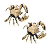 2pcs Mini Brass Crab Figurine with Aged Patina Finish for Desk Decor | Vintage Retro Style, Golden Brass, Lifelike Detailing, Low Maintenance, Art Lovers and Nature Lovers