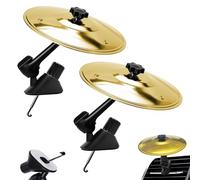 2PCS Mini Car Symbol Drum, Car Cymbal Air Vent Clip, Cars Drum Cymbal with Rotating Function and Sturdy Metal Build Easy Installation, Fun Vehicle Interior Accessory for Autos Vans Gold