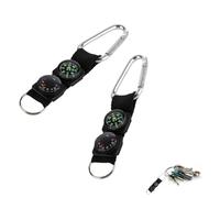 2PCS Mini Compass, 2 in 1 Mini Compass with Split Rings Hiking Guiding Thermometer Keyring Keychains Compass Keychain Compact Compass Clip on Compass for Backpacks Pocket