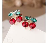 2pcs Mini Crystal Cherry Small Hair Clips - Cute Cherry Hair Claw Alloy Small Bangs Claw Clips Red Broken Hair Clip Mini Duckbill Hairpin Clips Cherry Hair Accessories for Women Girls