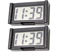 2pcs Mini Digital Clock For Car Dashboard, Small Black Car Clock, Stick On Dashboard Car Clock With Large Clear Lcd, Self Adhesive Digital Clock Battery Operated For Dashboard Decoration
