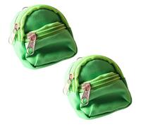 2Pcs Mini Doll Zipper Backpack,Cute School Bag Model Dollhouse School Accessory for 1/6 Scale Dollhouse,Dolls Accessories Costume Ornament Photography Props,Keys Purse Dollhouse Accessories (Green)