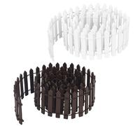 2pcs Mini Fairy Garden Fence, 35.43in Miniature Picket Fence Toy, Dollhouse Micro Landscape Plant Pot DIY Crafts Projects Ornaments and Fairy Garden Accessories(White+Brown)