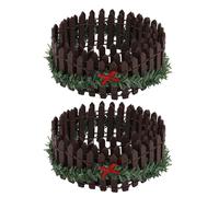 2pcs Mini Fences, Durable Mini Christmas Tree Picket Fence Funny Christmas Village Accessories Suitable for Indoor Outdoor Home Garden Party Decor (Brown)