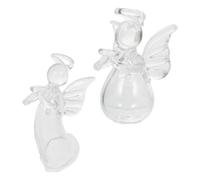 2pcs Mini Glass Angel Ornament Hanging Pendant for Car Rearview Mirror, Mini Decorative Religious Figurines for Men and Women, Small Glass Angel Statues for Home Décor
