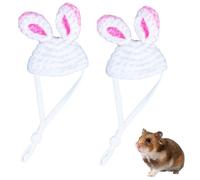 2pcs Mini Hand Knitted Hat Cute Mini Hat Small Animals Hats with Adjustable Rope for Hamsters Dutch Pigs Snake, Rabbit