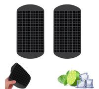 2PCS Mini Ice Cube Trays, Small Ice Cube Tray, 160 Grids Silicone Ice Cube Tray, Reusable Ice-Cube Tool, Ice Cube Mold for Whiskey, Cocktails, Milk and Juice (Black)