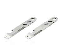2Pcs Mini Keychain Prybar,Mini Pocket Pry Bar Crowbar,Portable Gray Multi Tool with Bottle Opener,EDC Lightweight Multipurpose Tool,Wrench Screwdriver Clip Titanium Pry Bar for Outdoor Camping
