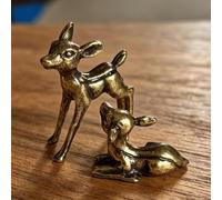 2Pcs Mini Landscape Deer Figurine, Metal Sika Ornament Bronze Animal Statue Forest Moss Decor Tabletop Accessories for Women
