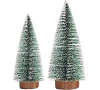 2Pcs Mini LED Glowing Christmas Tree Set, 10” & 12” Small Artificial Pine Trees with 3M Colorful String Lights for Store Window Christmas Decorations Tabletop Office Desk Ornament Decor Set