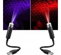 2Pcs Mini LED Projection Lamp Star Night,USB Plug Night Light,Romantic Star Projector Light Durable Mini Star Projection Light for Car,Bedroom,Living Room,Party (Red and Purple),Decorative Lighting