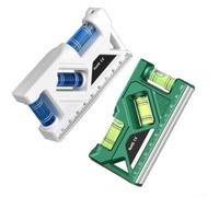 2PCS Mini Level Gauge with Three Bubbles for Horizontal Vertical Measuring and Protractor