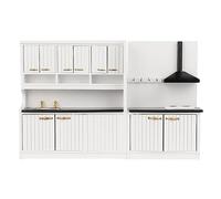 2PCS Mini Lifelike Wooden Cupboard for 1:12 Doll House, Modern Style Kitchen Cabinet Set with Smooth Finish, Eco - Friendly Wood Dollhouse Furniture for Home Decoration