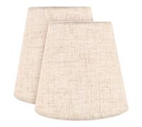 2pcs Mini Linen Lamp Shades Clip on Drum Cover for Table Lamps | Beige Fabric, round Handmade Texture, Reusable Fit for Desk Lamps, Bedroom and Entryway Console