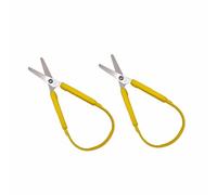 2Pcs Mini Loop Handle Adaptive Scissors, Spring Self-Opening(S Yellow)