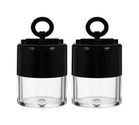 2pcs Mini Loose Powder Box Refillable Plastic Case for Travel Makeup | Black Finish, Lightweight Pocket Size, for Pearl Powder and Highlighter, Fits Makeup Bag