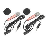 2pcs Mini Portable Microphones for Singing and Voice Recording, Handheld Karaoke Microphone Set Gold Case, Compatible Earphones and Mobile Phones