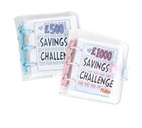 2Pcs Mini Savings Challenge Binder Set, £1000 & £500 Cash Envelope Budget Wallet, 25 Pockets Reusable Money Saving Book, Mini Cash Envelope Binder for Budget Planning & Financial Organization