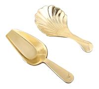 2Pcs Mini Scoop, Short Handle Brass Small Spoon Gold Candy Utility Scoops for Salt Sugar Condiments Coffee Tea Dessert Flour