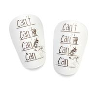 2pcs Mini Shin Guard, 3.94x2.36 Inch Soccer Shin Pads Protective Shin Guards Football Shin Guard Supplies Cushion Protection for Kids Youth Adults (White Printing with Yellow Words)