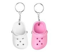 2PCS Mini Shoe Keyring for Keys - White Pink Car Keyring for Women Kids - Cute Keychain Funny Car Accessories Bag Novelty Keyrings for Friend Girls