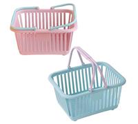 2PCS Mini Shopping Basket with Handles, Hollow-Out Small Plastic Basket, 6.3x5.1x3.2" Mini Storage Organizer for Toys Eggs Fruits Snacks Shopping, Small Plastic, Baske