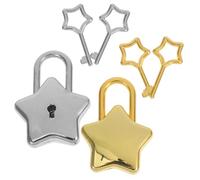 2pcs Mini Star-Shaped Keyed Padlock Alloy Decorative Travel Lock