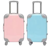 2PCS Mini Suitcase Item, Doll Role-Play Accessory, Small Suitcase, Pink and Blue Mini Suitcase Set for Dollhouse Display