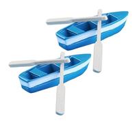 2Pcs Mini Tiny Wooden Boat, Beach Style Miniature Ornament Kits for DIY Fairy Garden Dollhouse Decoration, Miniature Dollhouse Boat with Oars Canoe Model