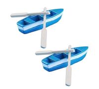 2Pcs Mini Tiny Wooden Boat, Beach Style Miniature Ornament Kits for DIY Fairy Garden Dollhouse Decoration, Miniature Dollhouse Boat with Oars Canoe Model