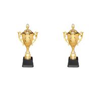 2pcs Mini Trophies for Kids Awards,Gold Plastic Trophy Basketball Football Trophy 8.5 Inch Game Match Trophys with Lid Winners Award Trophys for Party Favors Sports Event Game Rewards